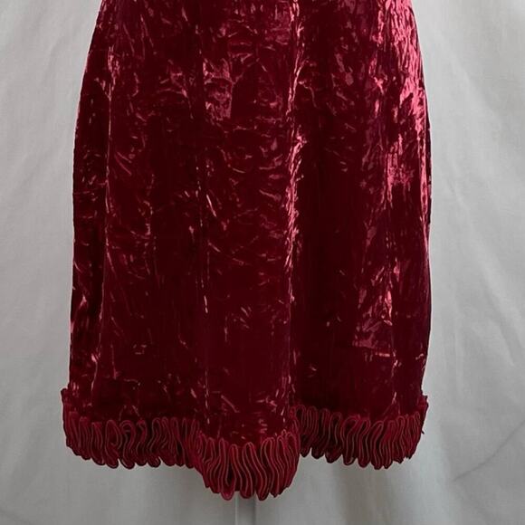 Nicole Miller Red Crushed Velvet Ruffled Romantic Fairy Dress NWOT Size L - Picture 4 of 12